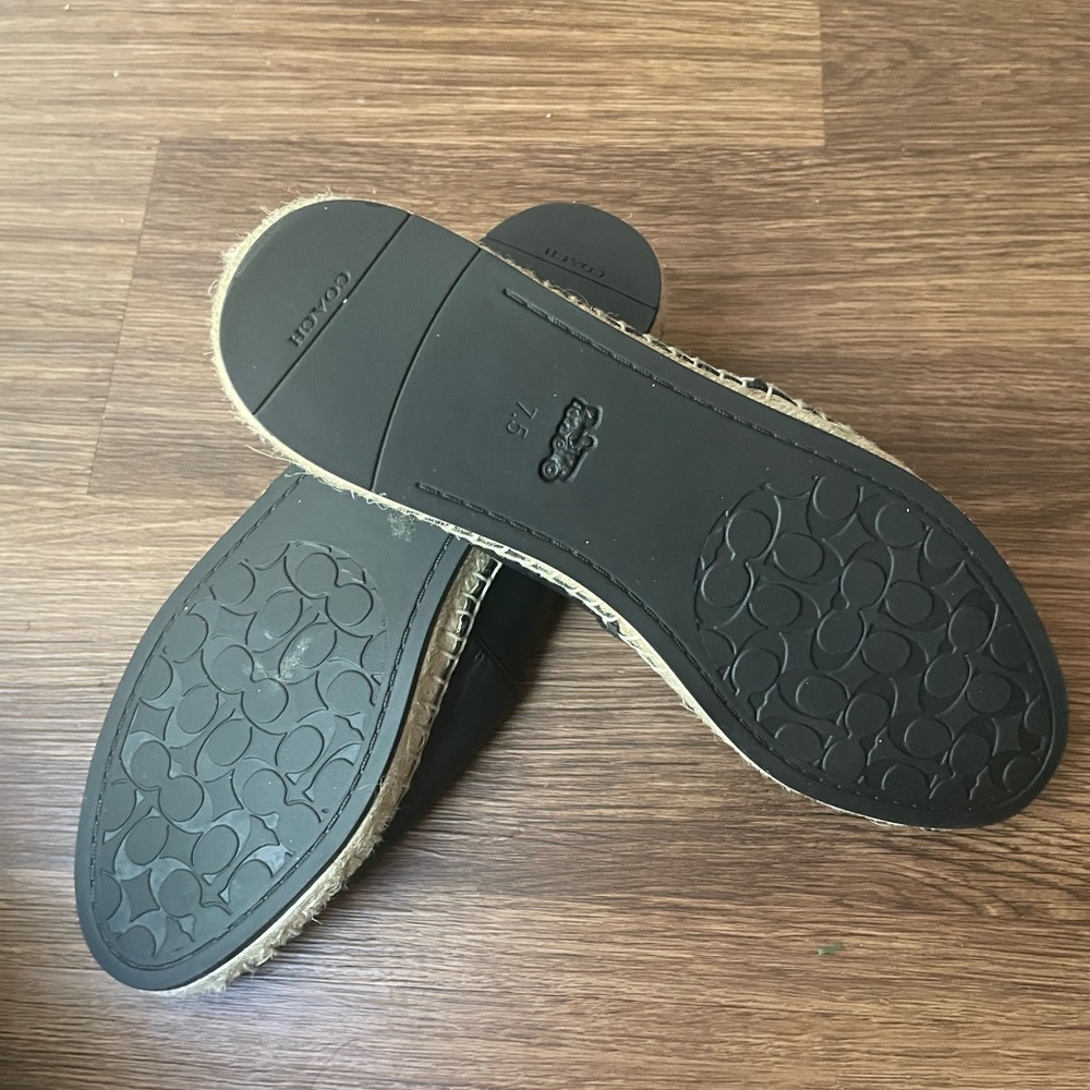 Coach Black Leather Espadrille Flats | Quilted C Logo | Size 7.5 | Excellent - Picture 8 of 10